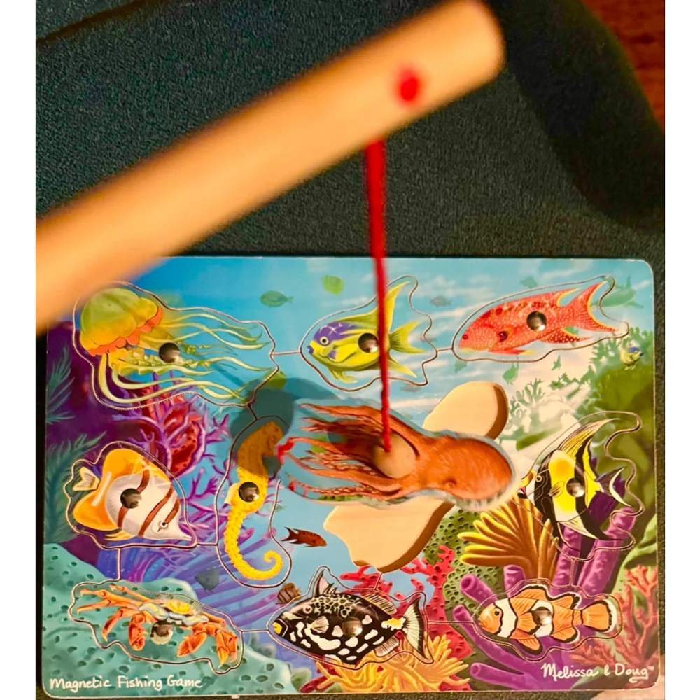 Melissa & Doug Wooden Magnetic Fishing ,Fuzzy Jungle